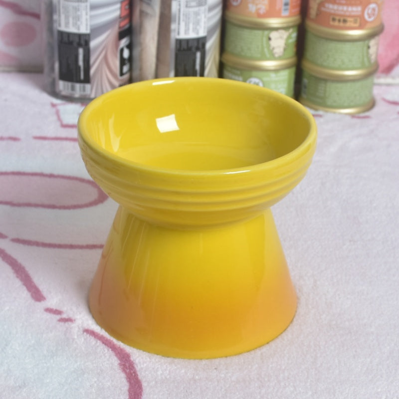 Dogs And Cats Prevention Black Chin High Foot Neck Protector Anti-tumble Pet Ceramic Bowl