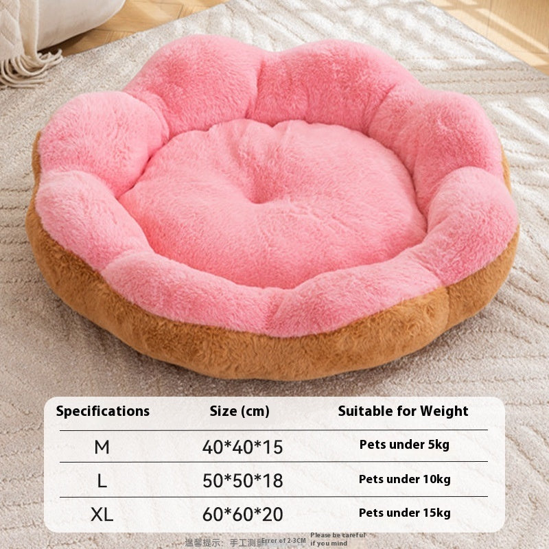 Thick Warm Rabbit Plush Detachable Removable Washable Pet Bed Round Nest
