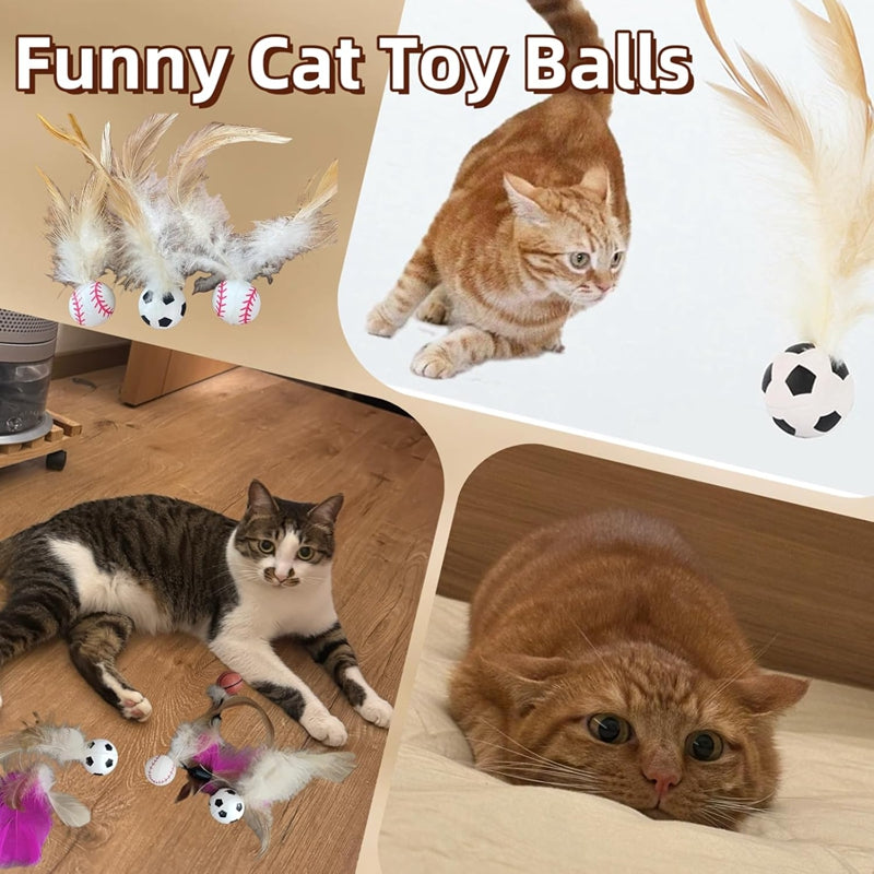 Cat Toys, Self-entertainment Balls, Feather Bouncy Balls, Cat Toys, Cat Self-entertainment And Boredom Relief, Dog Interactive Toys, Pet Supplies