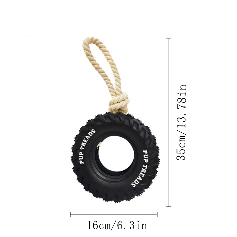 Dog Chew Toy With Rubber Tire & Tug Of War Rope For Medium Large Dogs Aggressive Chewers, Interactive Fetch Play Treat Dispenser Pull Toys