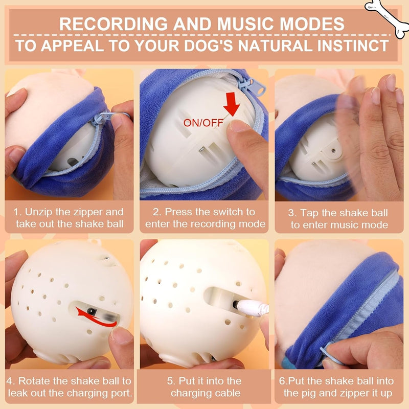 Dog Plush Piglet Toy, Electric Jumping Ball, Singing And Jumping, USB Rechargeable Pet Cat Interactive Toy