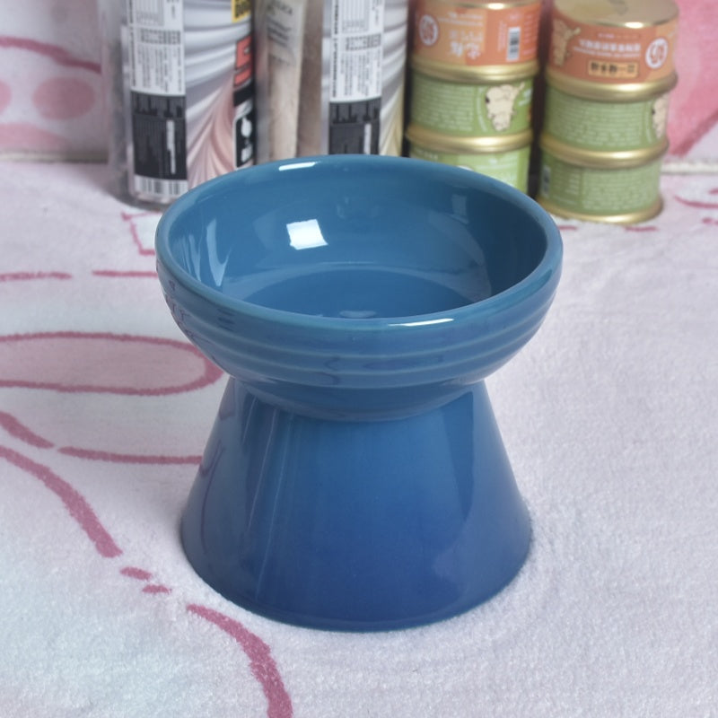 Dogs And Cats Prevention Black Chin High Foot Neck Protector Anti-tumble Pet Ceramic Bowl