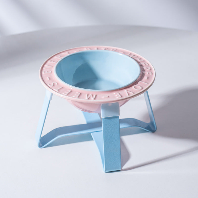 UFO Ceramic Cat Bowl Dog Bowl Rack Neck Protection Anti-tumble
