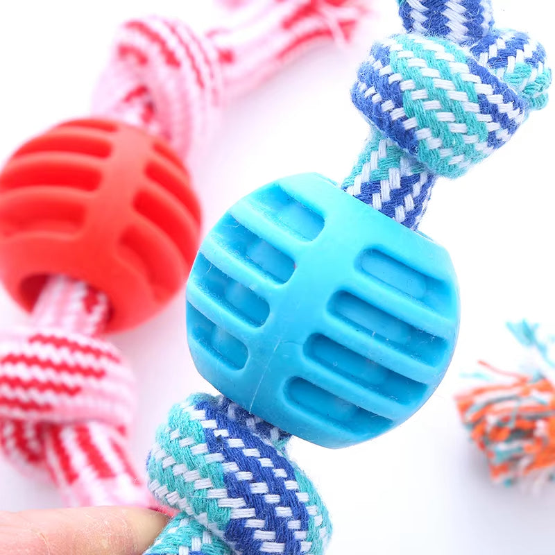 Pet Dog Toy Cotton Rope Double Knot Ball Bite Resistant Tooth Cleaning Toy Ball Pet Supplies