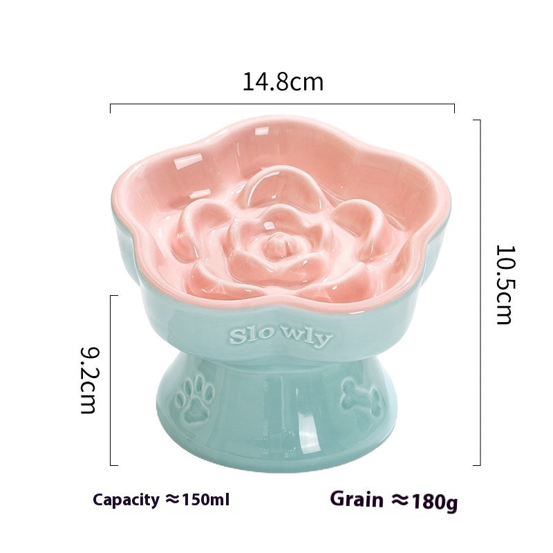 Dogs And Cats Prevention Black Chin High Foot Neck Protector Anti-tumble Pet Ceramic Bowl