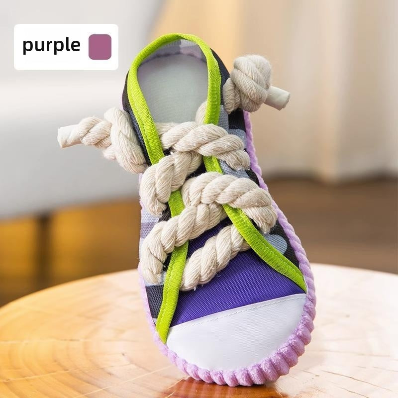 Dog Toys Shoes Pet Cotton Rope Slippers Sound Making Toys Teeth Cleaning Built-in BB Airbag Round Ball Bell Various