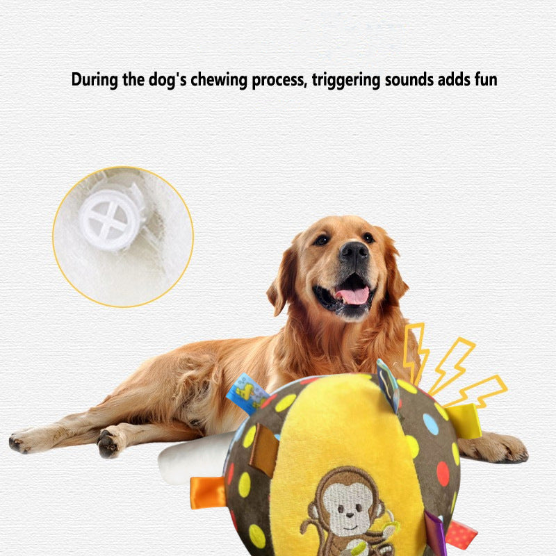 Plush Dog Sound Ringing Ball, Interactive Pet Toy, Teeth Cleaning, Chewing Toy, Big Dog, Little Dog