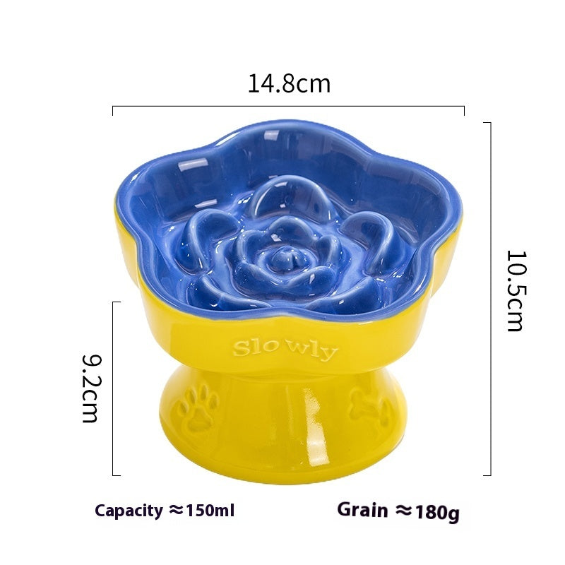 Dogs And Cats Prevention Black Chin High Foot Neck Protector Anti-tumble Pet Ceramic Bowl