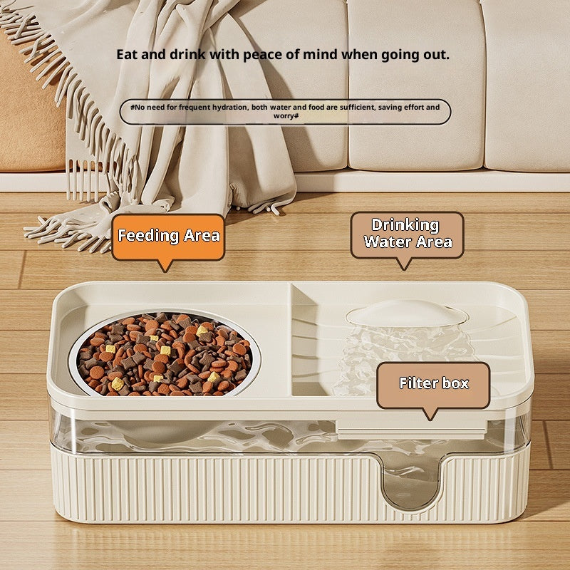 Automatic Filtration And Circulation Large-capacity Cat Feeding And Drinking Water Dispenser