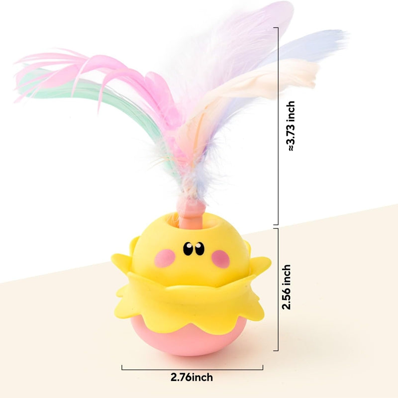 Interactive Automatic Cat Feather Toy, Rotating With LED Light, Rechargeable Electronic Chirping Toys For Indoor Cats.