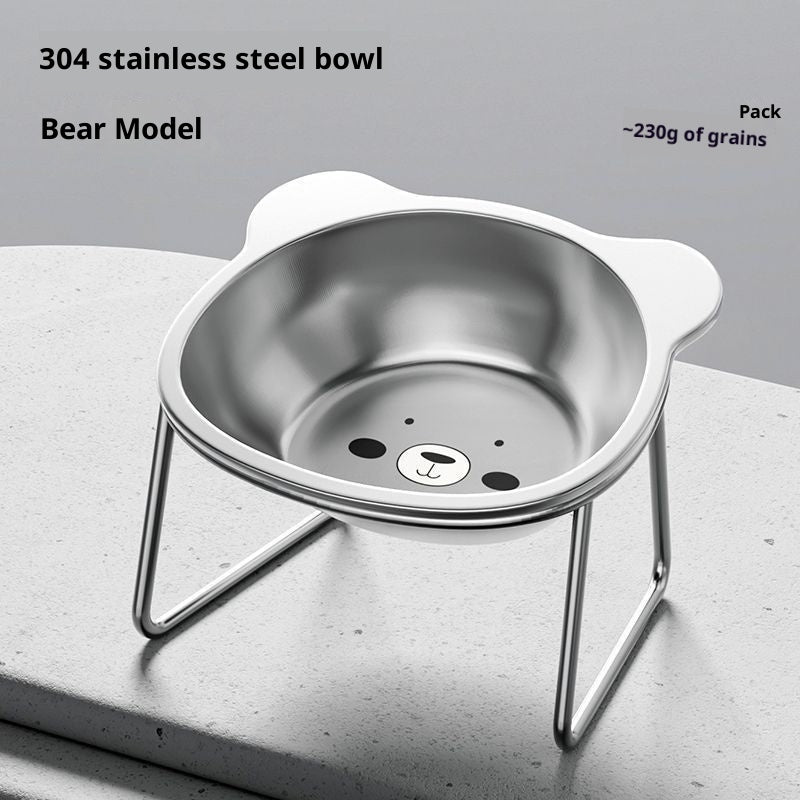 Stainless Steel Pet Height Increasing Neck Support Rack Cat Bowl
