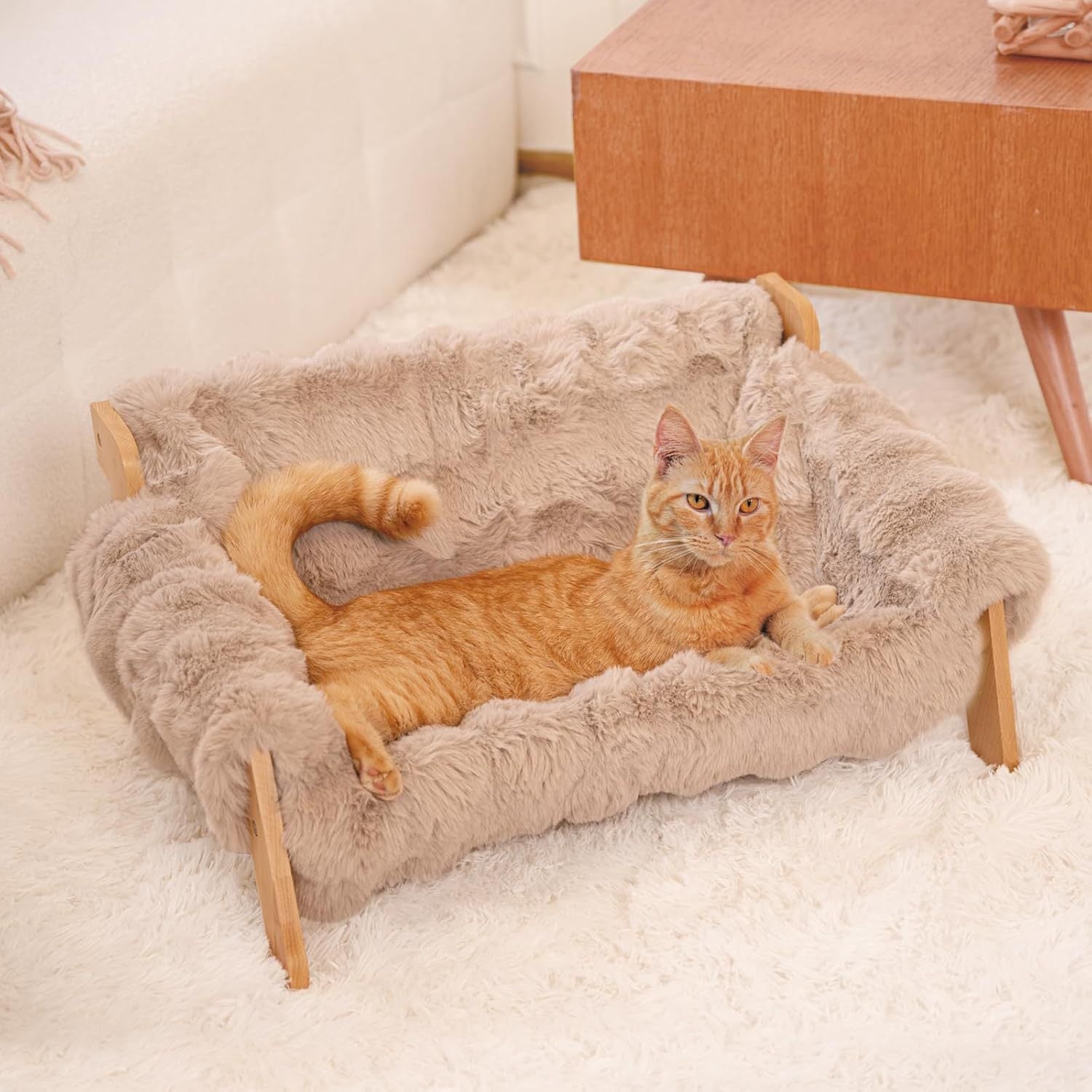 Wooden Cat Sofa Four-season Use Removable And Washable Cat Bed