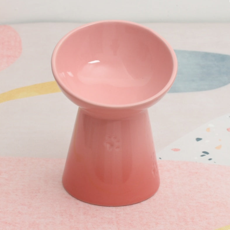 Dogs And Cats Prevention Black Chin High Foot Neck Protector Anti-tumble Pet Ceramic Bowl