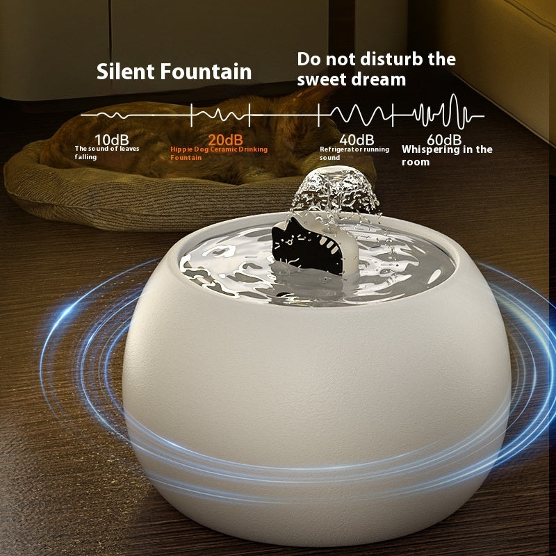 Cartoon Kitty Pet Ceramic Water Fountain