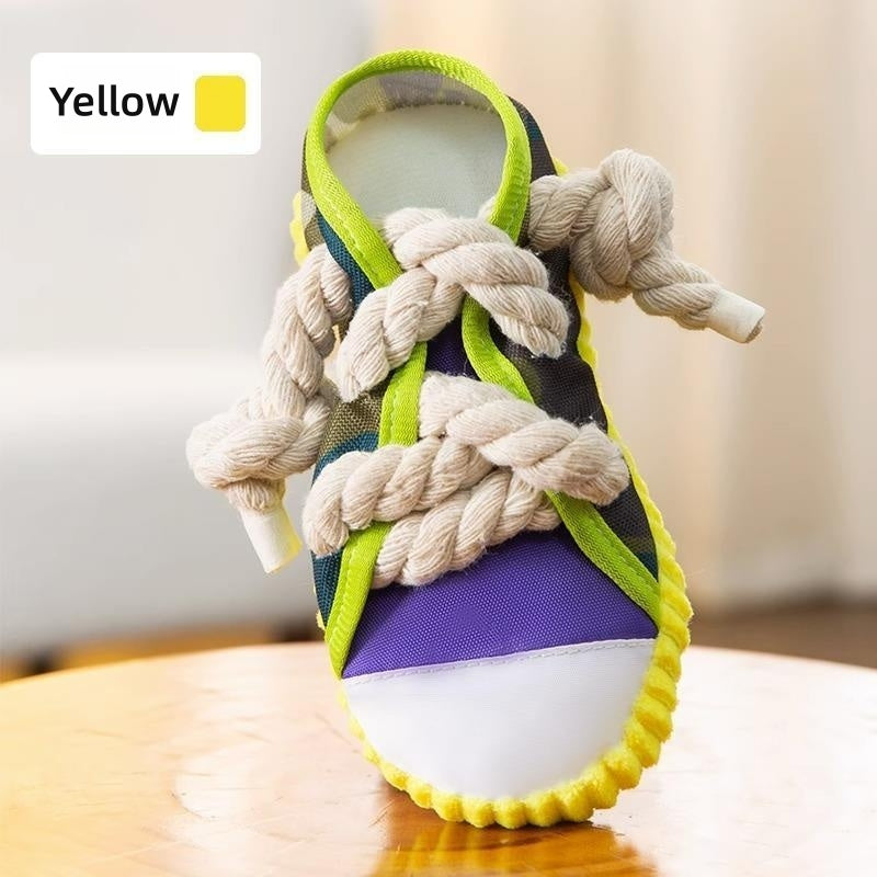 Dog Toys Shoes Pet Cotton Rope Slippers Sound Making Toys Teeth Cleaning Built-in BB Airbag Round Ball Bell Various