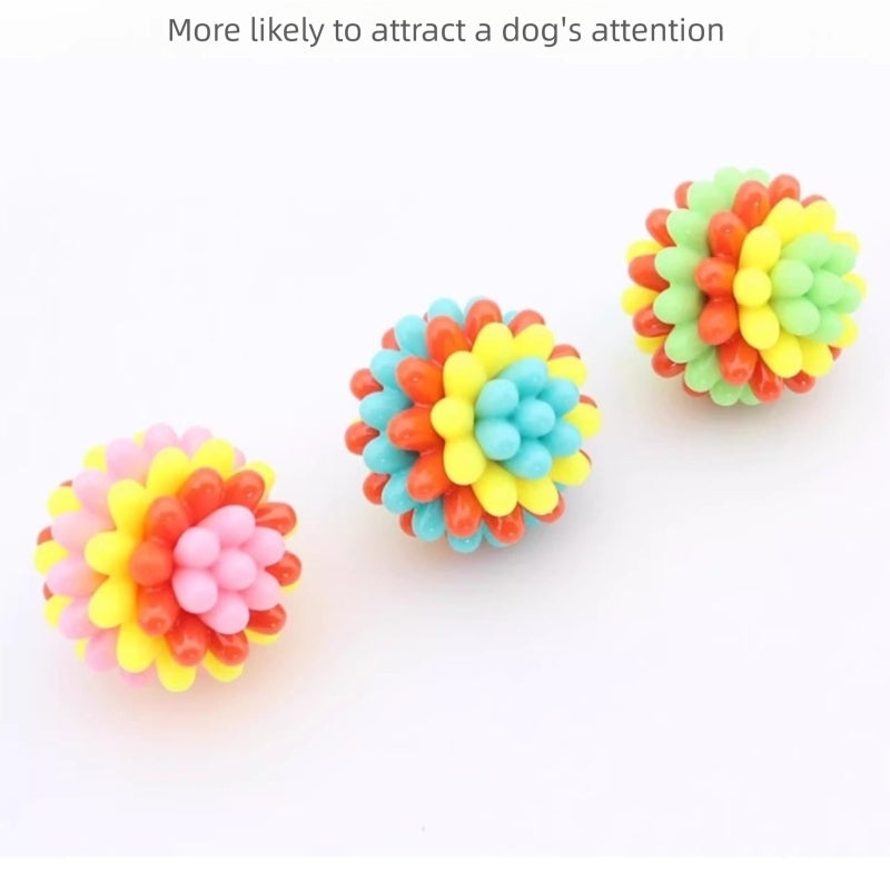 Pet Colorful Teething Toy Balls, Teething And Cleaning Teeth, Durable Rubber Elastic Dog Toys, Energy-consuming Dog Toys