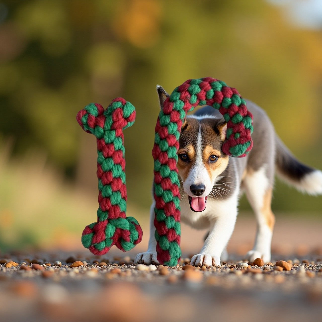 Christmas Pet Cotton Rope Cane Toy Set Bite-resistant Molar Interactive Dog Toy Teeth Clean Festive Toy For Small Medium Dogs