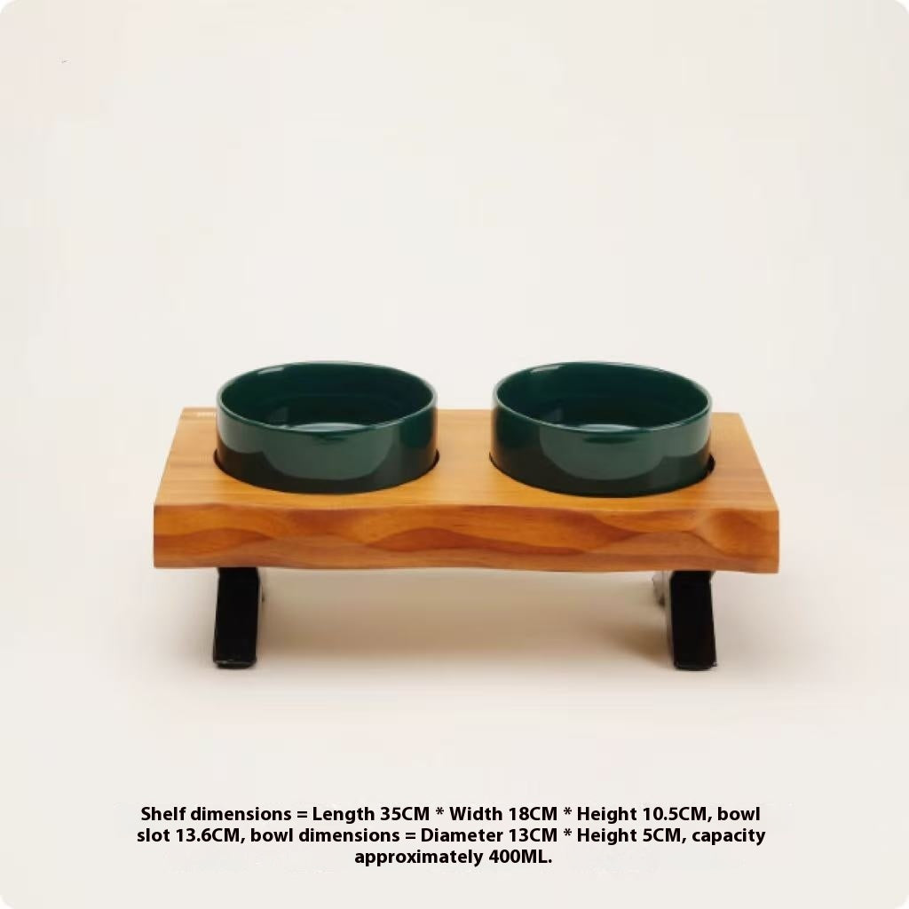 Anti-tumble Wooden Frame Ceramic Pet Bowl
