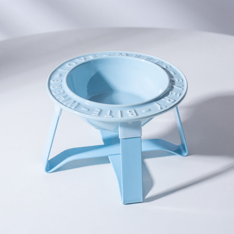 UFO Ceramic Cat Bowl Dog Bowl Rack Neck Protection Anti-tumble