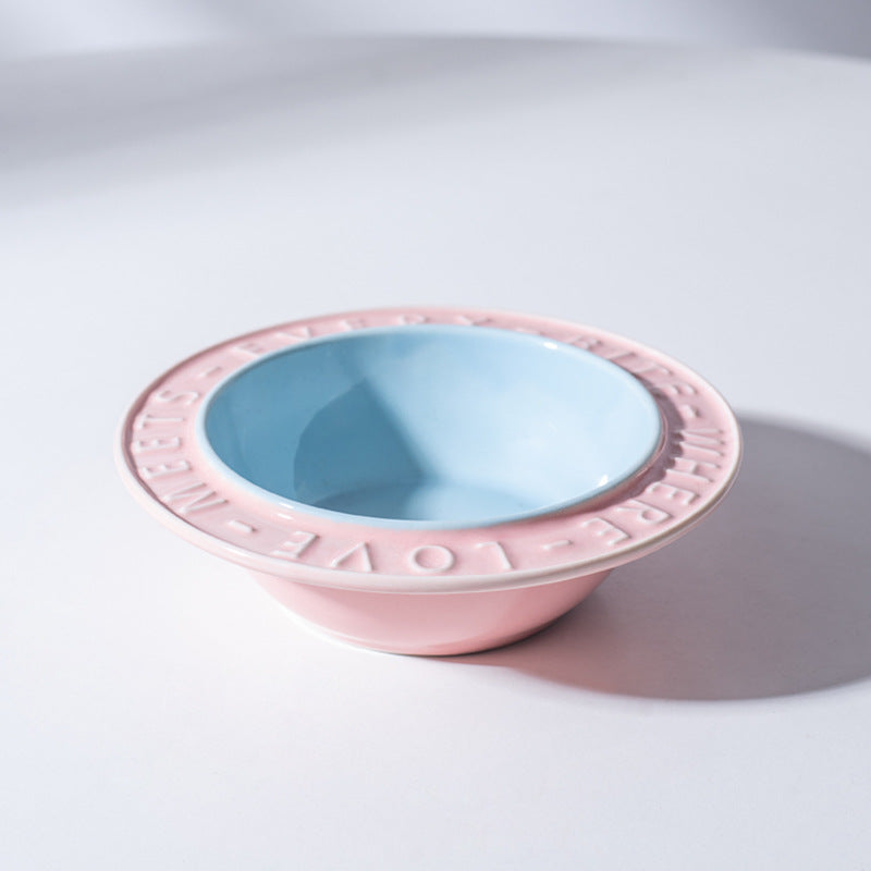 UFO Ceramic Cat Bowl Dog Bowl Rack Neck Protection Anti-tumble