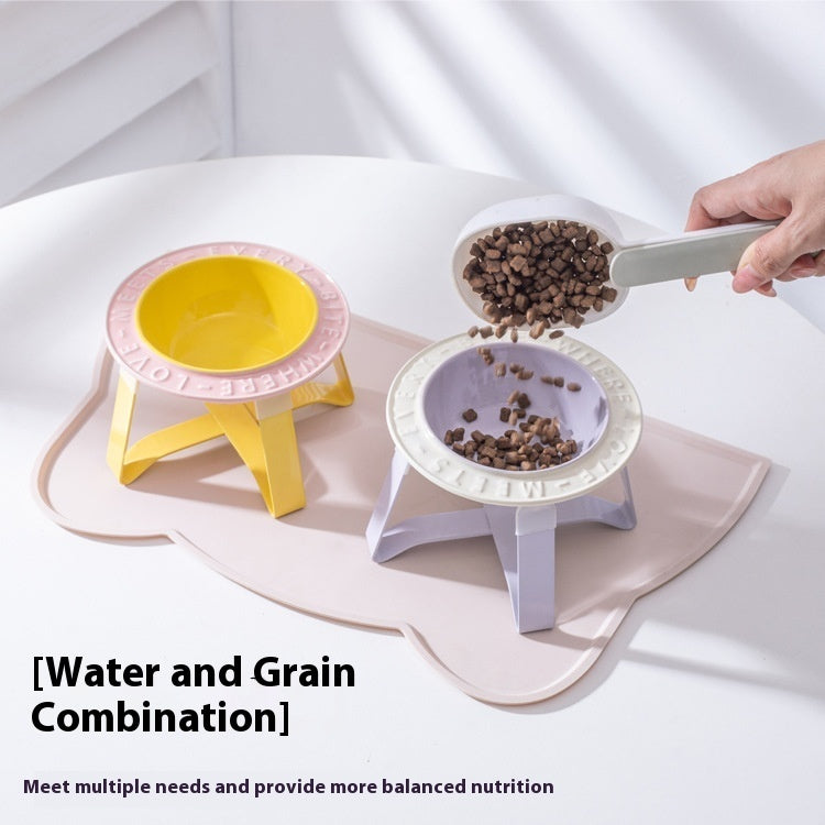 UFO Ceramic Cat Bowl Dog Bowl Rack Neck Protection Anti-tumble