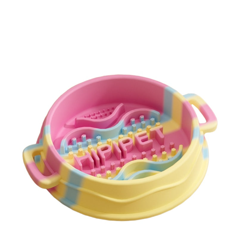 Cross-border Dog Bowl, Double-ear Handle Silicone Slow Food Bowl, Dog Pet Small Dog Slow Food Mat, Anti-choking Slow Food Bowl