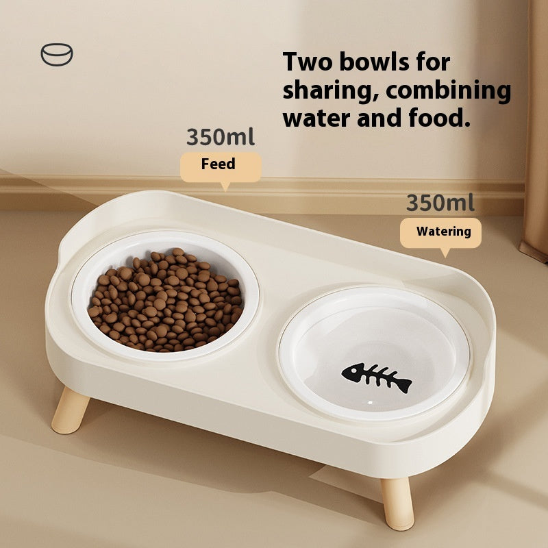 Stainless Steel Double Bowl Ceramic Water And Grain Integrated Feeding Bowl