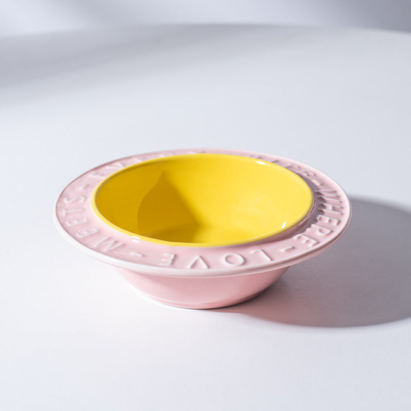 UFO Ceramic Cat Bowl Dog Bowl Rack Neck Protection Anti-tumble