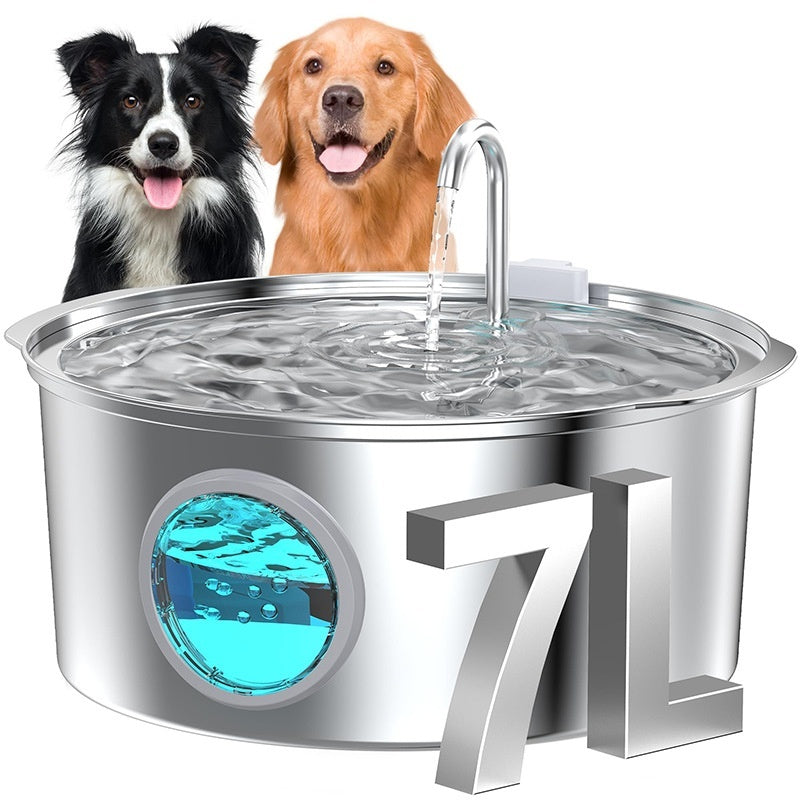 7L Stainless Steel Pet Water Dispenser Automatic Heating Dogs And Cats Water Feeder