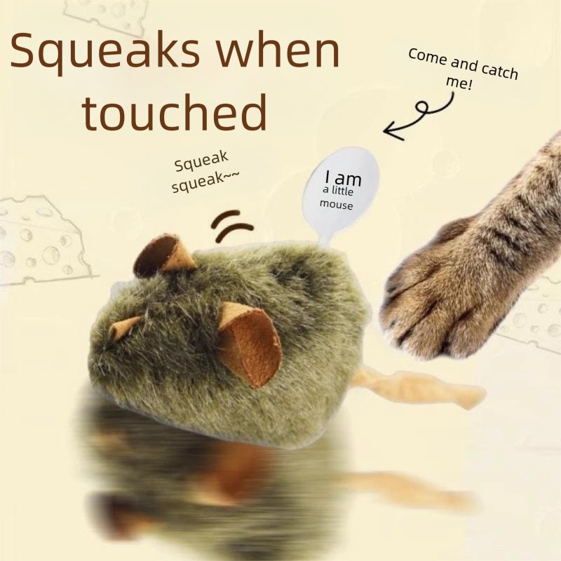Funny Plush Mice Cat Toy Simulation Mouse Kitten Toy Bite-resistant Automatic Chirping Interactive Cat Chew Toy