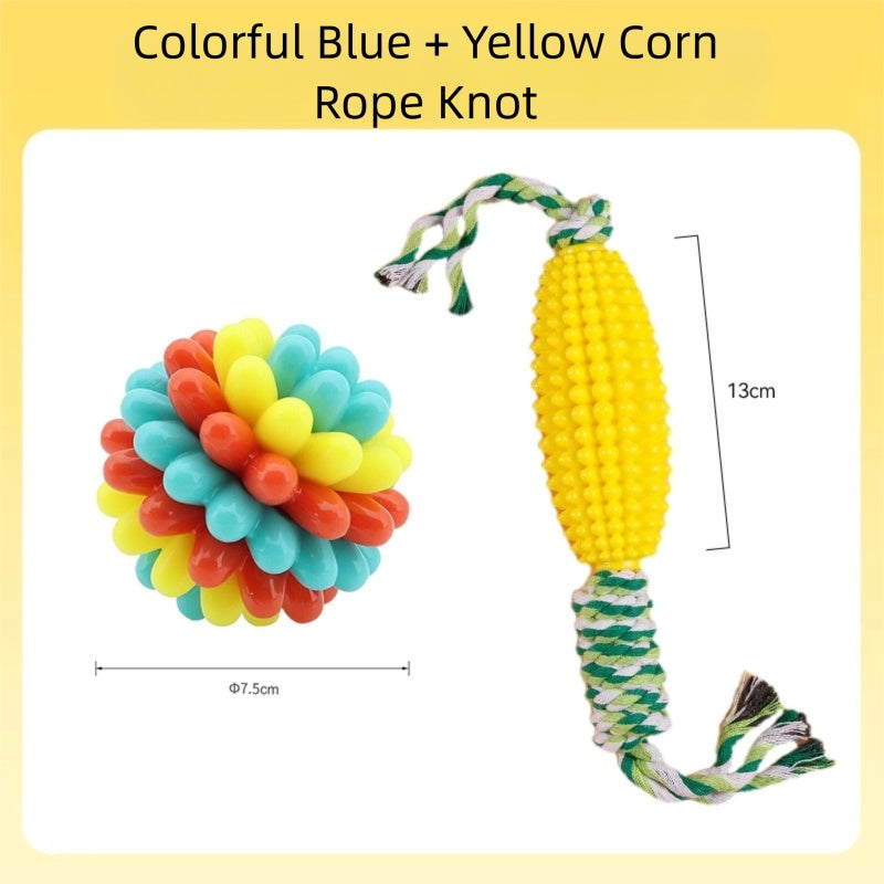 Pet Colorful Teething Toy Balls, Teething And Cleaning Teeth, Durable Rubber Elastic Dog Toys, Energy-consuming Dog Toys
