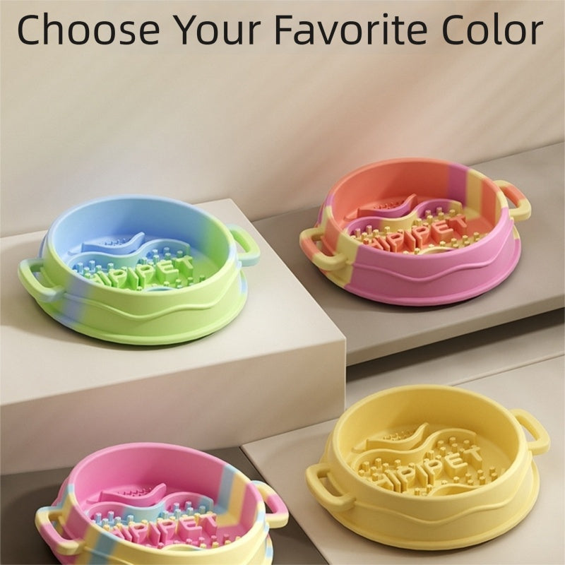 Cross-border Dog Bowl, Double-ear Handle Silicone Slow Food Bowl, Dog Pet Small Dog Slow Food Mat, Anti-choking Slow Food Bowl