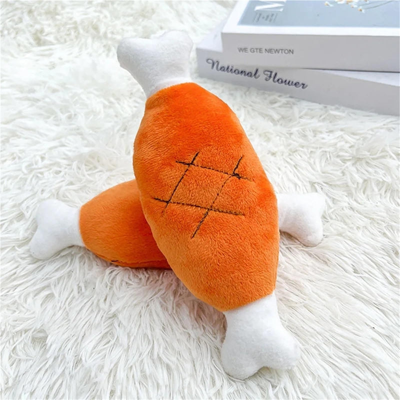 Plush Chicken Leg Dog Chew Toy - Soft Durable Pet Chewing Toy For Small Medium Dogs Puppy Teething Play Supplies