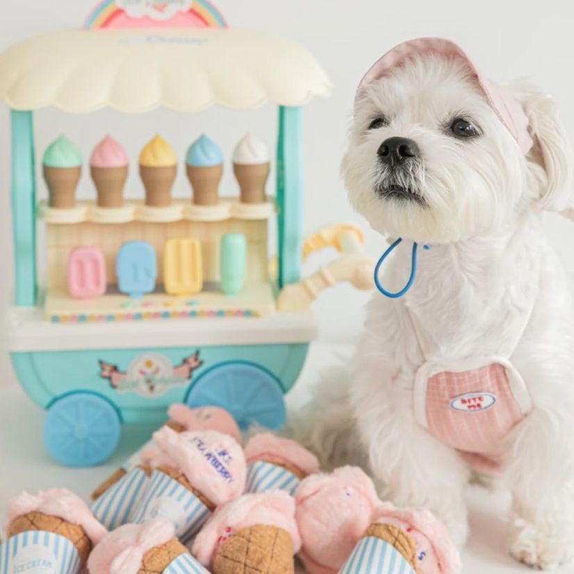 Pets Can Smell And Make Sounds To Relieve Boredom By Grinding Their Teeth. Paper Dogs And Cats Hide Ice Cream Toys