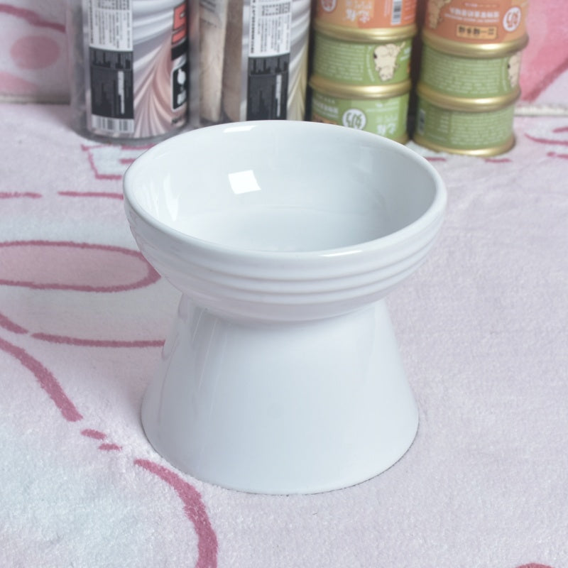 Dogs And Cats Prevention Black Chin High Foot Neck Protector Anti-tumble Pet Ceramic Bowl