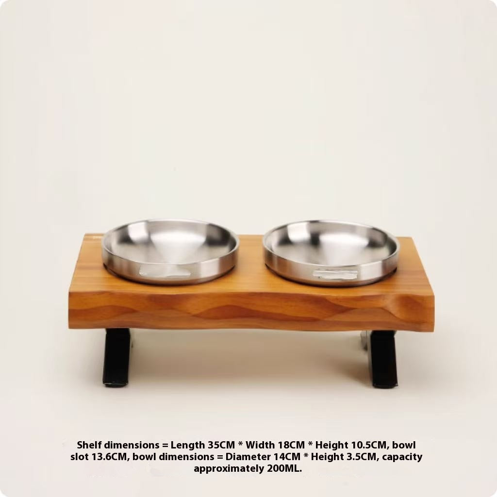 Anti-tumble Wooden Frame Ceramic Pet Bowl