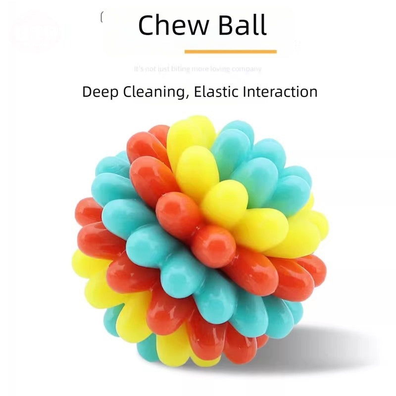 Pet Colorful Teething Toy Balls, Teething And Cleaning Teeth, Durable Rubber Elastic Dog Toys, Energy-consuming Dog Toys