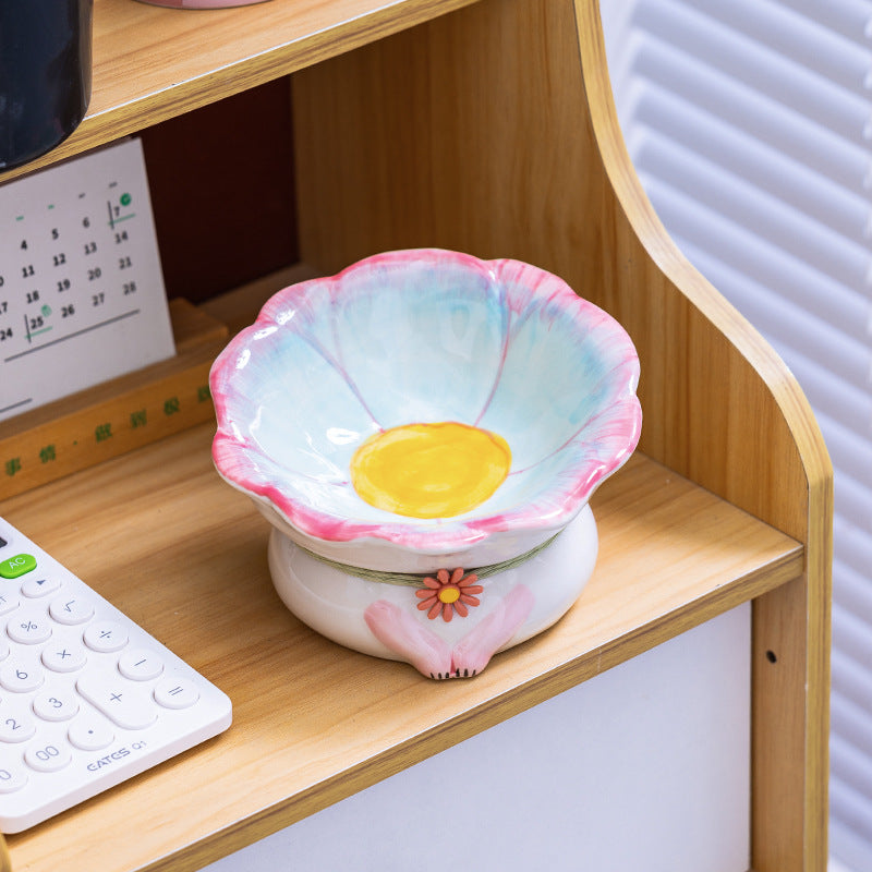 Cat Bowl Ceramic Plate Bowl Cat Food Holder Pet Bowl Plate