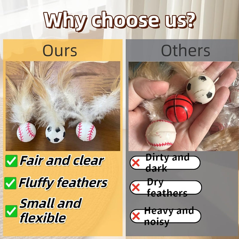 Cat Toys, Self-entertainment Balls, Feather Bouncy Balls, Cat Toys, Cat Self-entertainment And Boredom Relief, Dog Interactive Toys, Pet Supplies
