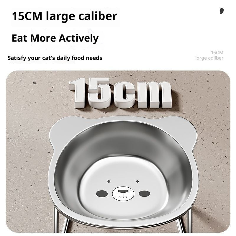 Stainless Steel Pet Height Increasing Neck Support Rack Cat Bowl