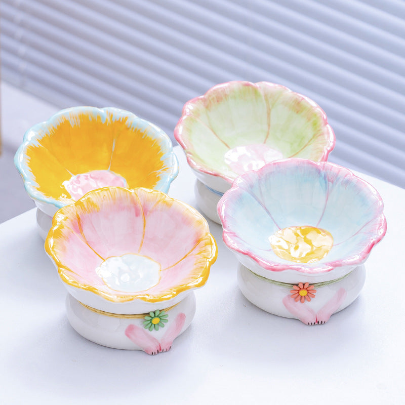 Cat Bowl Ceramic Plate Bowl Cat Food Holder Pet Bowl Plate