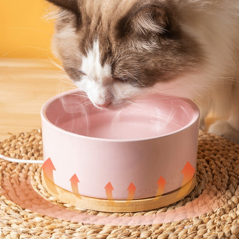 Constant Temperature Cat Ceramic Pet Heating Drinking Bowl