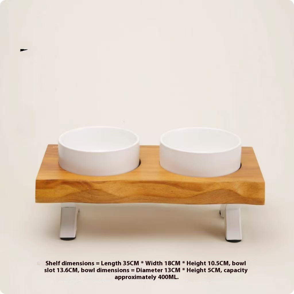 Anti-tumble Wooden Frame Ceramic Pet Bowl