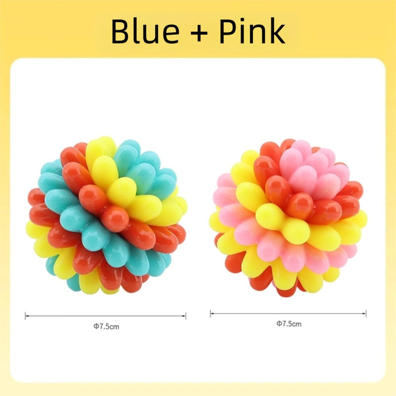 Pet Colorful Teething Toy Balls, Teething And Cleaning Teeth, Durable Rubber Elastic Dog Toys, Energy-consuming Dog Toys