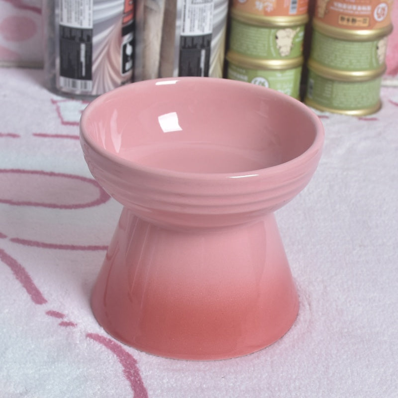 Dogs And Cats Prevention Black Chin High Foot Neck Protector Anti-tumble Pet Ceramic Bowl