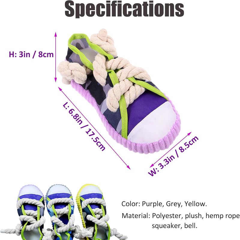 Dog Toys Shoes Pet Cotton Rope Slippers Sound Making Toys Teeth Cleaning Built-in BB Airbag Round Ball Bell Various