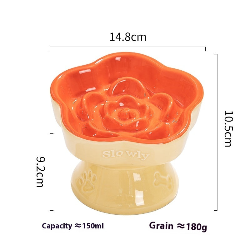 Dogs And Cats Prevention Black Chin High Foot Neck Protector Anti-tumble Pet Ceramic Bowl