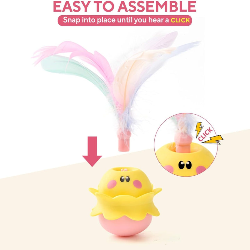 Interactive Automatic Cat Feather Toy, Rotating With LED Light, Rechargeable Electronic Chirping Toys For Indoor Cats.