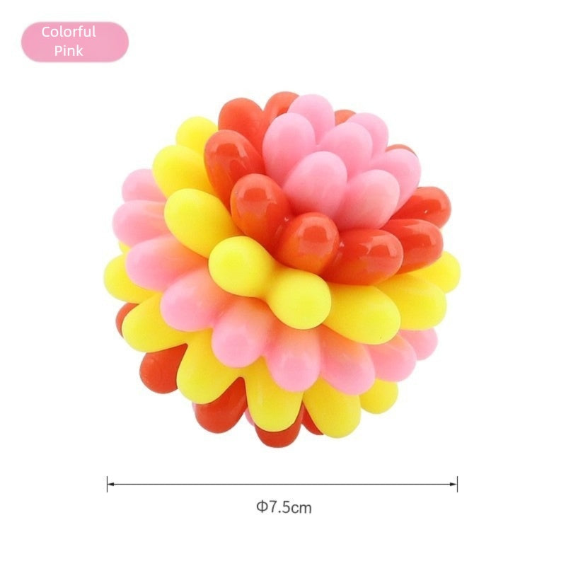 Pet Colorful Teething Toy Balls, Teething And Cleaning Teeth, Durable Rubber Elastic Dog Toys, Energy-consuming Dog Toys