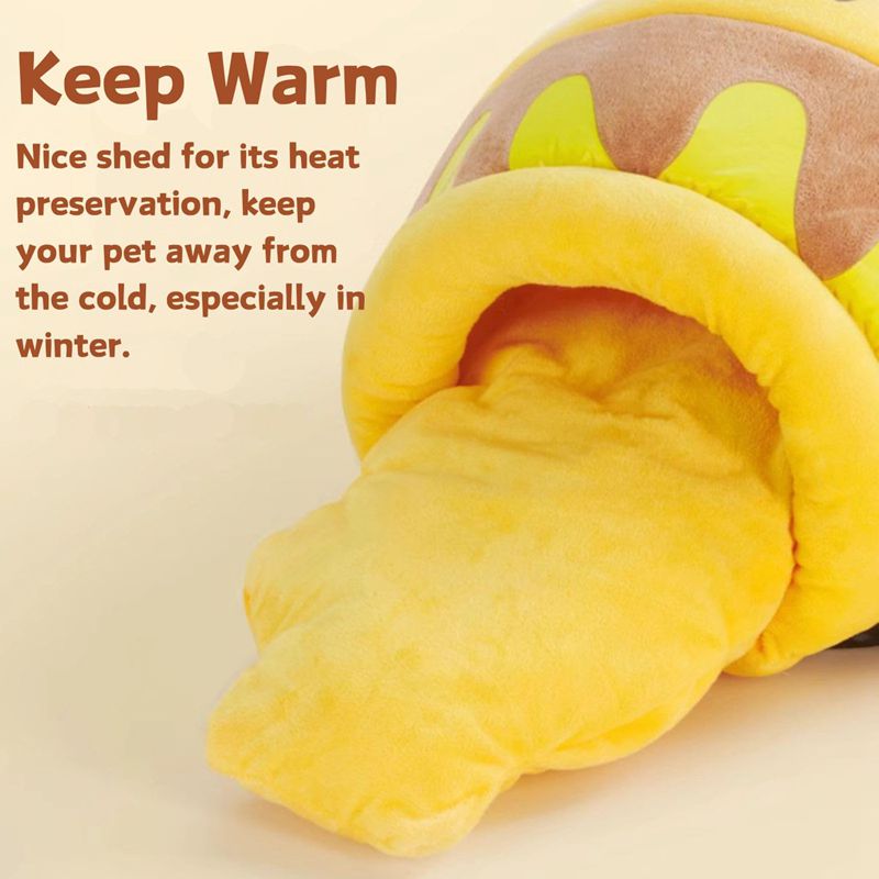 Honey Pot Cat Bed, Comfortable Memory Foam Cat Cave Bed, Honey Pot Pet Nest Pet Cave Bed, Kitten Cave Bed Sleeping House, Cute Cartoon Design Semi Closed Cat Cave Bed For Small Cats